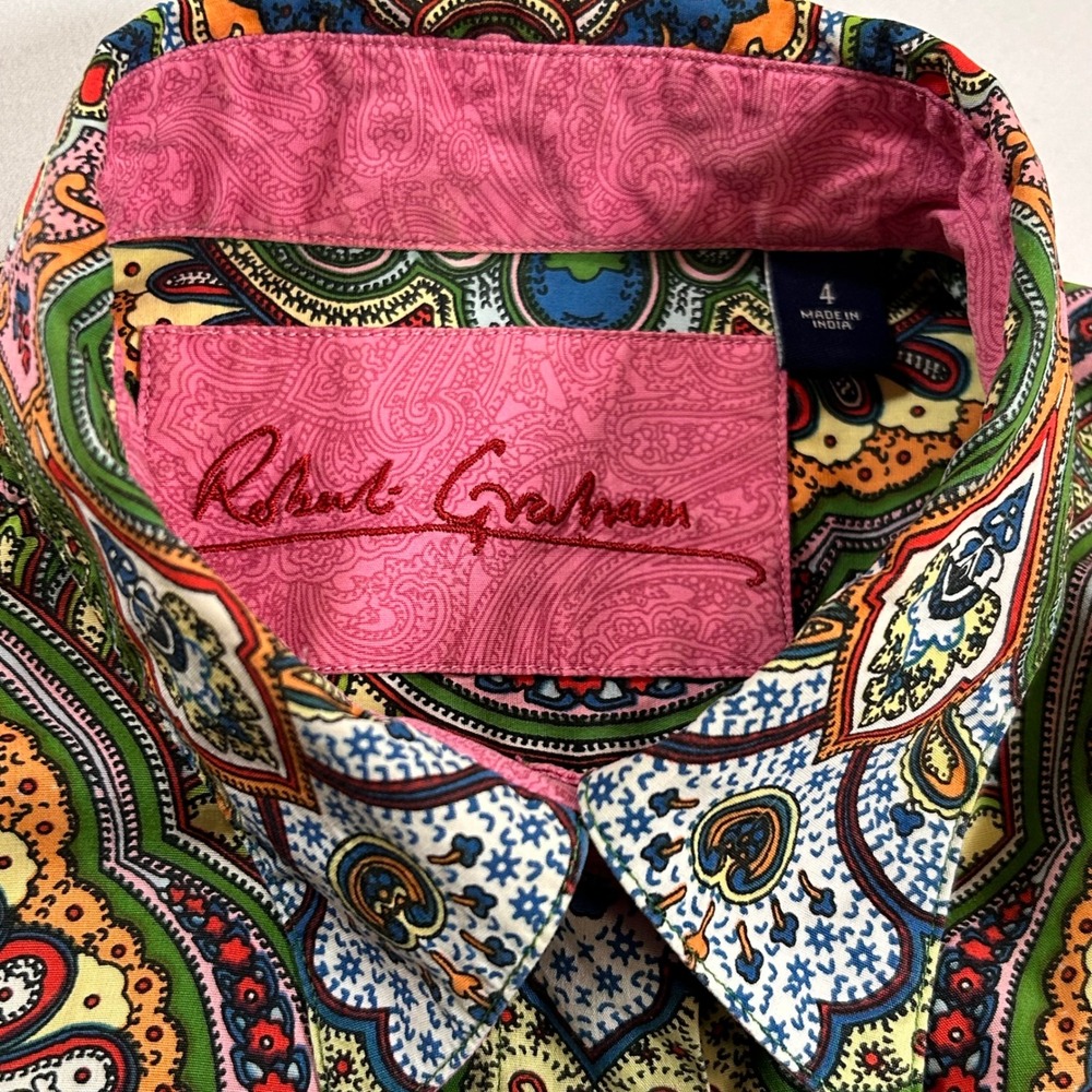 Robert Graham Mandala Button Down Cuff Link Shirt Cotton Women S/ 4 - Picture 5 of 9